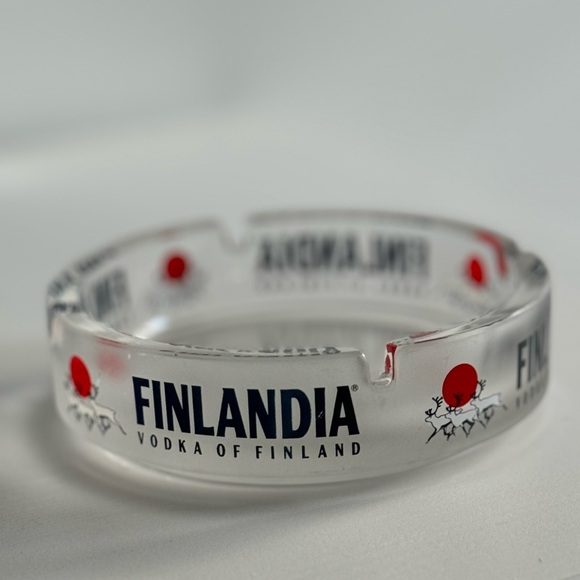 Finlandia Vodka Advertising Vintage Ashtray Frosted Glass - Picture 1 of 8